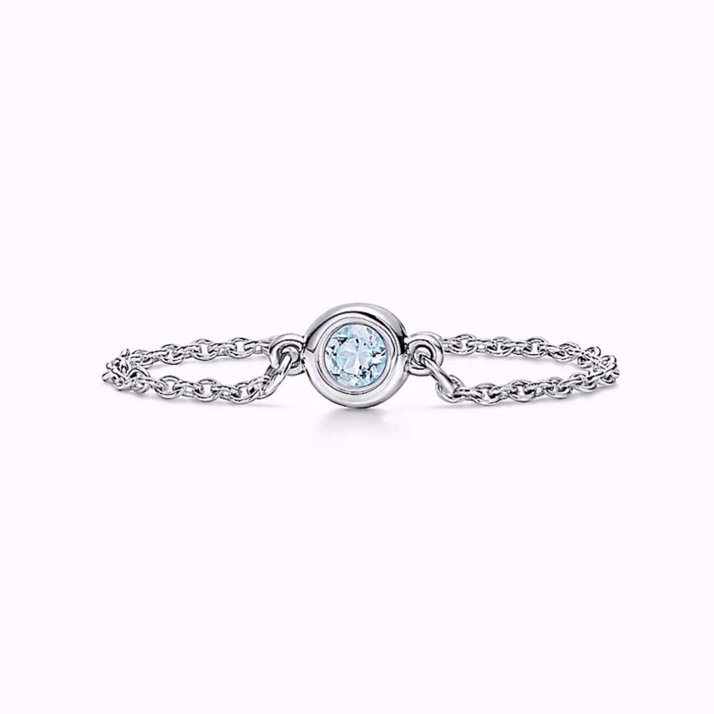 Elsa Peretti® Color by the Yard Ring in Silver with an Aquamarine  Size 7
